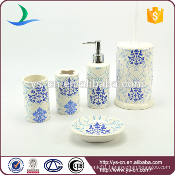 YSb50133-02 Eco-friendly 5 pcs bathroom accessory with bule flower